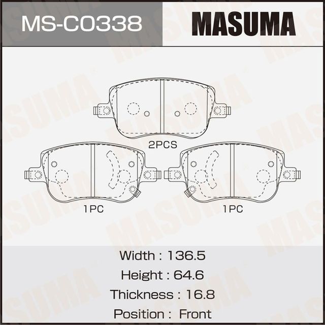 Колодки дисковые MASUMA Masuma. Артикул MSC0338