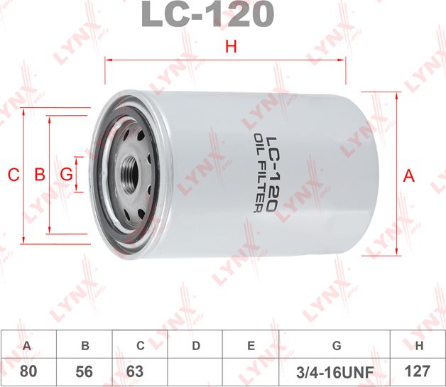 Масляный фильтр LYNXauto. Артикул LC-120