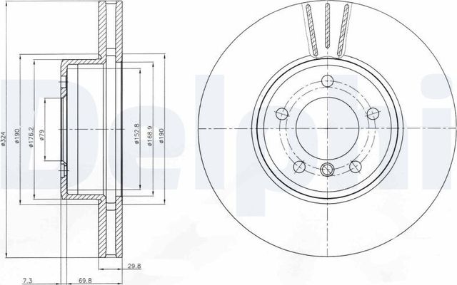 Тормозной диск Delphi. Артикул BG9871C