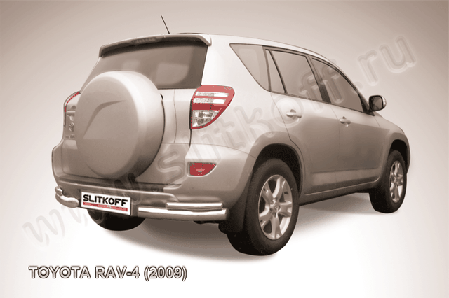 Защита Slitkoff задняя d76/42 уголки двойные для Toyota RAV4 III SWB 2009-2010. Артикул TR409-013