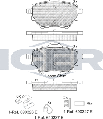 Тормозные колодки Icer задние для Citroen Grand C4 SpaceTourer 2018-2026. Артикул 182162