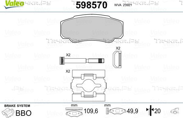 Тормозные колодки Valeo передние для Fiat Scudo I 2000-2003. Артикул 598570