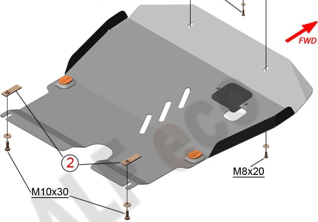 Защита алюминиевая Alfeco для картера и КПП Geely LC 2008-2016. Артикул ALF.08.07al