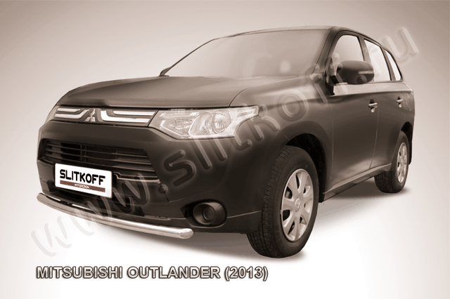 Защита Slitkoff переднего бампера d57 короткая для Mitsubishi Outlander III 2013-2014. Артикул MOUT13-004