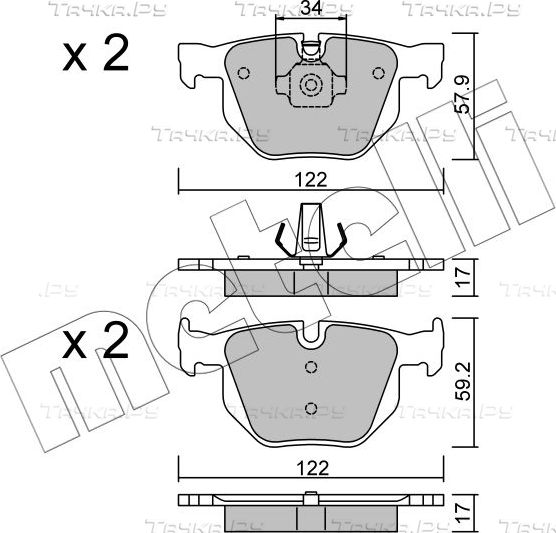 Тормозные колодки Metelli задние для BMW X5 III (F15) 2013-2018. Артикул 22-0644-4