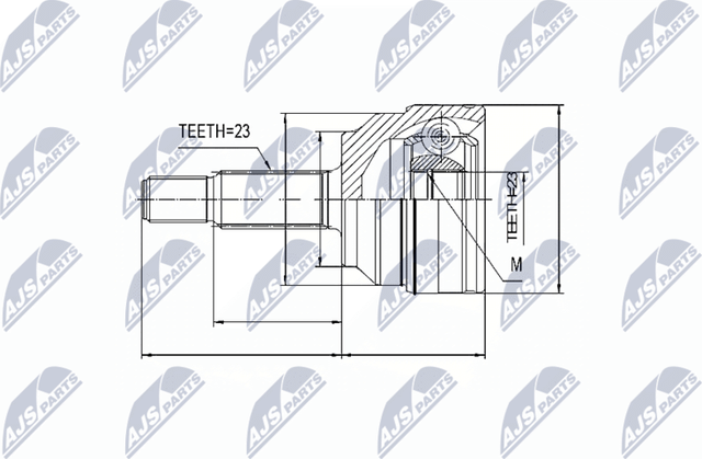 Шрус внутренний (граната) NTY передний для Renault Kangoo I 2001-2009. Артикул NPZ-RE-021