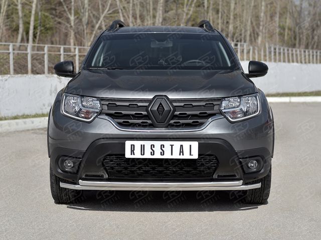 Защита RusStal переднего бампера d42 (секции)-d42 (дуга) для Renault Duster II 2021-2026. Артикул RDZ-003801