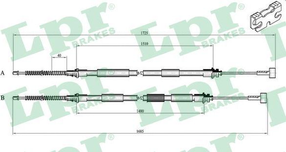 Трос ручника (тросик ручного тормоза) LPR. Артикул C0235B