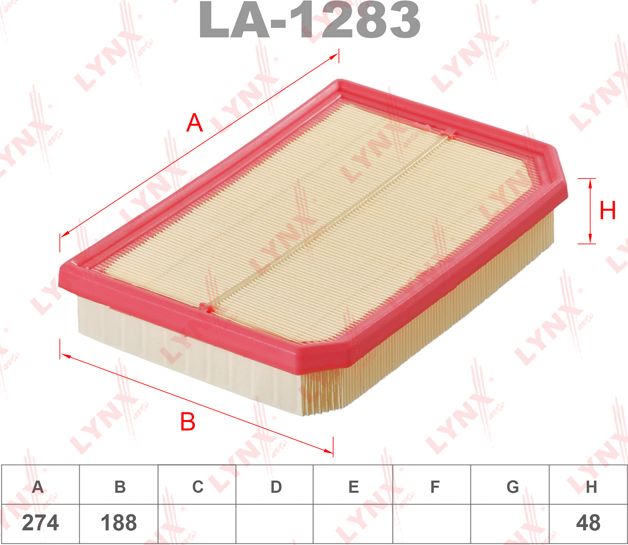 Воздушный фильтр LYNXauto. Артикул LA-1283