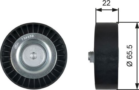 Направляющий (ведущий) ролик приводного поликлинового ремня Gates (полимерный материал). Артикул T36458