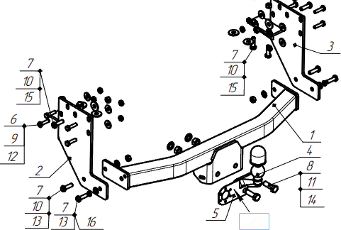 Фаркоп Oris (ранее Bosal) для ГАЗ 2310 Соболь шасси 2003-2026. Фланцевое крепление. Артикул 5615-F