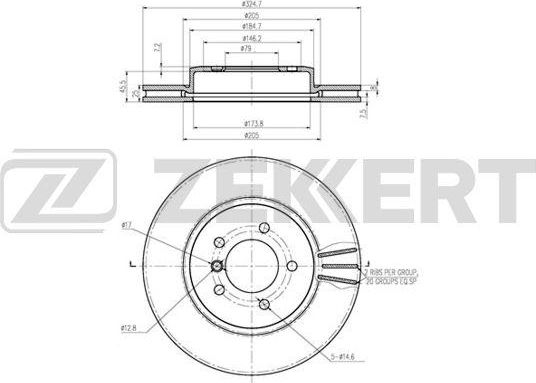 Тормозной диск Zekkert для BMW 3 IV (E46) 1999-2007. Артикул BS-6224B