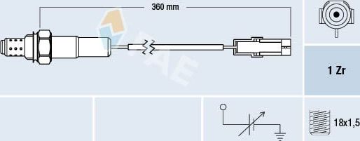Лямбда-зонд (кислородный датчик) FAE. Артикул 77101