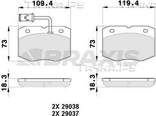 Тормозные колодки Braxis. Артикул AB0384
