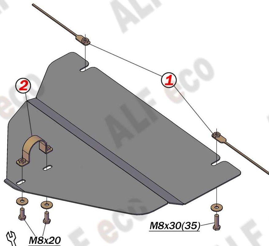 Защита алюминиевая Alfeco для РК Kia Sportage I 1993-2006. Артикул ALF.11.35al