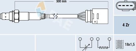 Лямбда-зонд (кислородный датчик) FAE. Артикул 77197