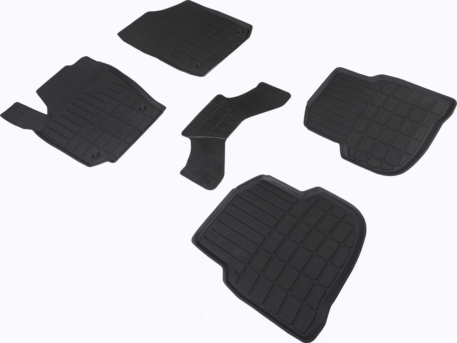 Коврики резиновые Seintex со стандартным бортиком для салона Volkswagen Polo Sedan V Glonass 2019-2026. Артикул 91296