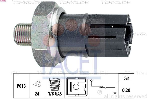Датчик давления масла Facet Made in Italy - OE Equivalent для Nissan Primera P10 1990-1998. Артикул 7.0042