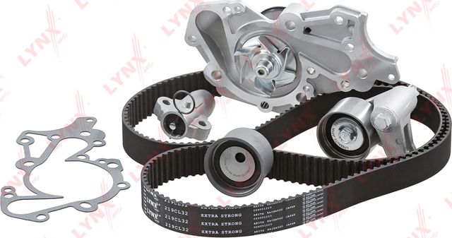 Помпа (водяной насос) с комплектом ремня ГРМ LYNXauto для Kia Carnival II 2006-2014. Артикул PW-1369