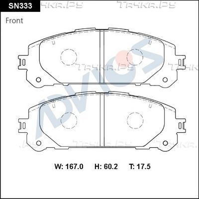 Тормозные колодки Advics передние для Toyota Alphard III 2015-2026. Артикул SN333