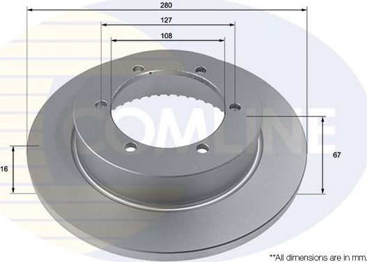 Тормозной диск Comline COATED задний для Nissan Cabstar F24M, F24W 2006-2013. Артикул ADC2937
