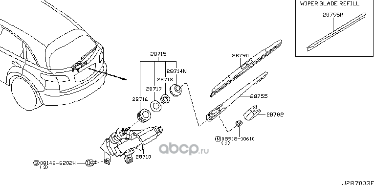 Щетки стеклоочистителя (дворники) Nissan. Артикул 28790CG00A