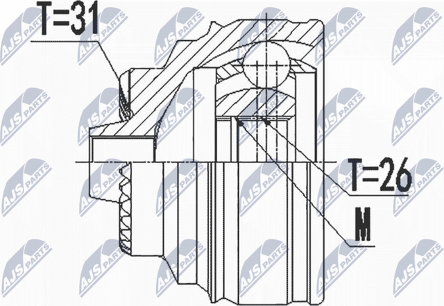 Шрус внутренний (граната) NTY передний для MINI Cabrio III (F57) 2014-2026. Артикул NPZ-BM-022