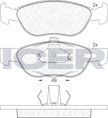 Тормозные колодки Icer передние для Fiat Punto II 1999-2009. Артикул 181602
