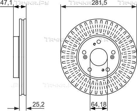 Тормозной диск Bosch передний для Honda FR-V 2005-2009. Артикул 0 986 479 781