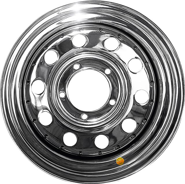 Колёсный диск OFF-ROAD Wheels усиленный стальной хромированный 5x139,7 8xR16 d110 ET-19 для УАЗ Hunter 2003-2025. Артикул 1680-53910CH-19
