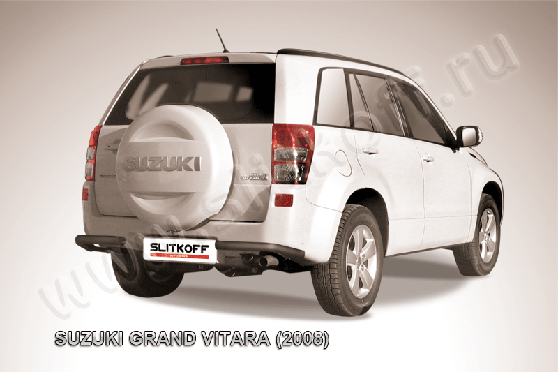 Защита Slitkoff задняя d57 уголки ЧЕРНАЯ матовая для Suzuki Grand Vitara III 5-дв. 2008-2012. Артикул SGV08015B