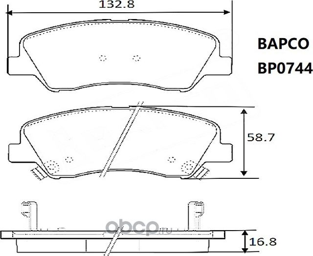 Колодки тормозные дисковые BP0744, (Bapco) Bapco. Артикул BP0744
