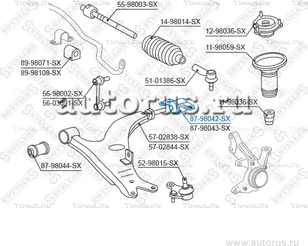 87-98042-SX_сайлентблок рычага зад. п.!/ Toyota RAV 4 SXA1# 97-00 (Stellox) Stellox. Артикул 8798042SX