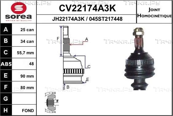 Шрус внутренний (граната) EAI. Артикул CV22174A3K