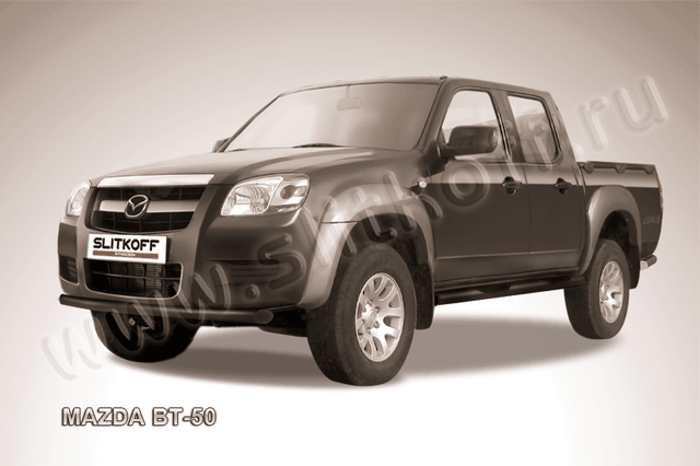 Защита Slitkoff переднего бампера d57 ЧЕРНАЯ матовая для Mazda BT-50 I 2006-2011. Артикул MZB010B