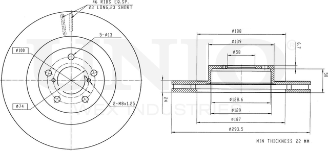 Диск тормозной (Unio). Артикул BRD-20129