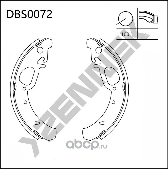 Колодки тормозные барабанные LADA 110 95-12, 111 95-09 (Zennek). Артикул DBS0072