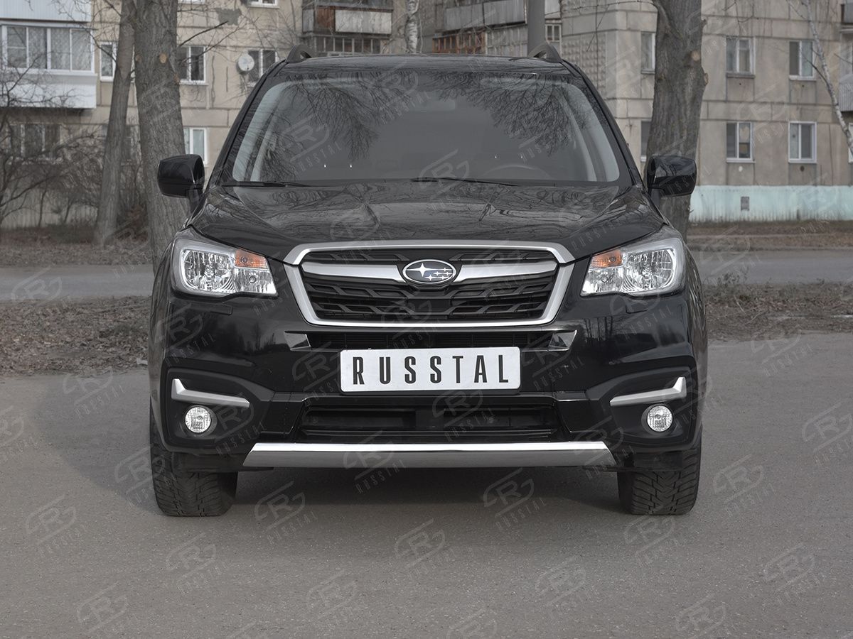 Защита RusStal переднего бампера d75х42 (дуга) для Subaru Forester IV рестайлинг 2 2016-2018. Артикул SUFZ-003344