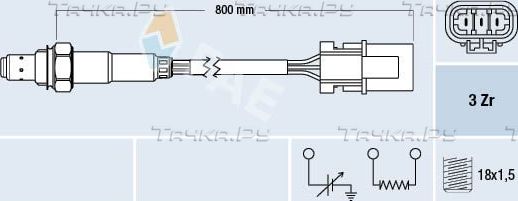 Лямбда-зонд (кислородный датчик) FAE для Nissan Maxima A32 1995-2000. Артикул 77230