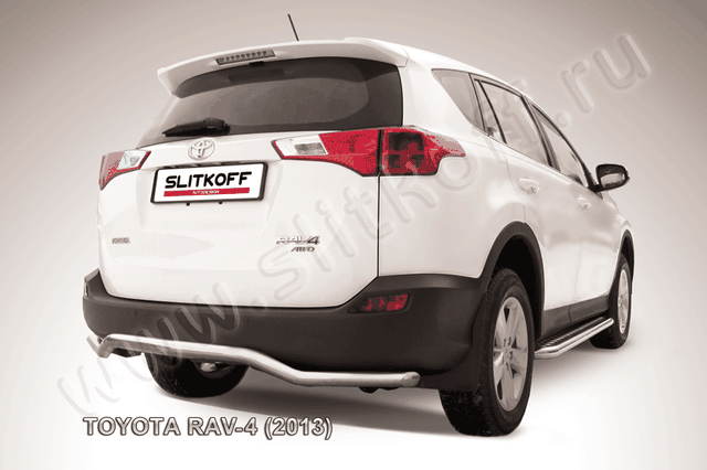 Защита Slitkoff заднего бампера d57 волна ЧЕРНАЯ матовая для Toyota RAV4 IV 2013-2015. Артикул TR413-018B