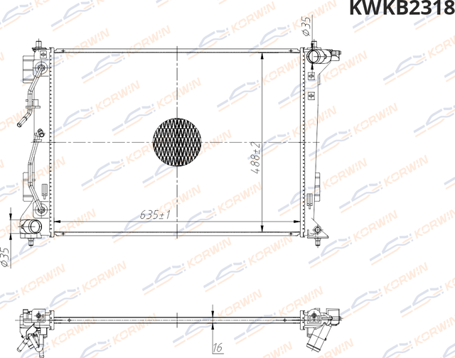 Радиатор охлаждения HYUNDAI Tucson, KIA Sportage 1.6-2.0 (15-) AT (гар. 2 года) (Korwin). Артикул KWKB2318