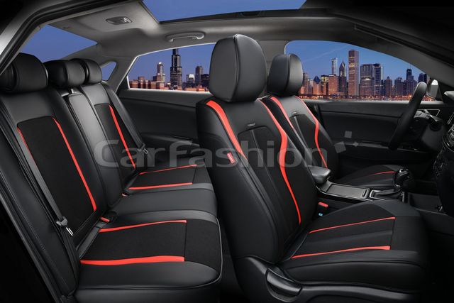 Чехлы универсальные каркасные CarFashion 5D Corrida Plus на сидения авто, цвет Черный/Черный/Красный. Артикул 27019