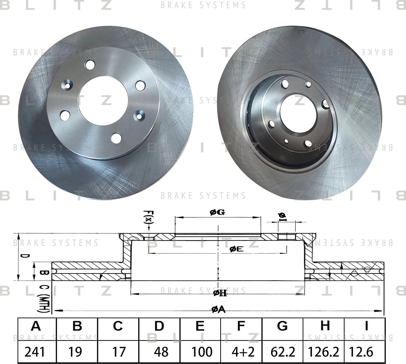 Диск тормозной передний вентилируемый (Blitz). Артикул BS0704