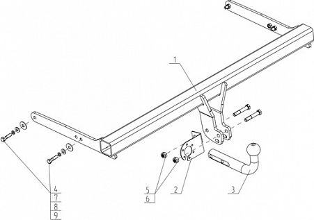 Фаркоп AvtoS для Volkswagen Tiguan II 2016-2026 (без шара в комплекте). Артикул SK 12B