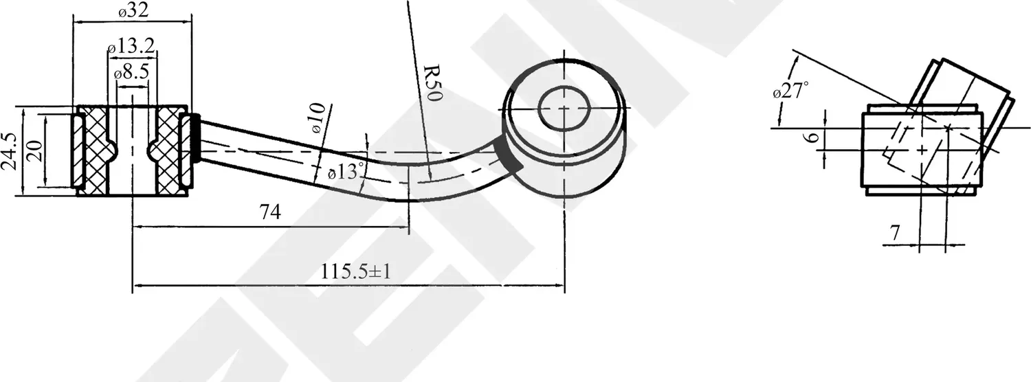 Тяга стабилизатора передняя левая MERCEDES SPRINTER 95-06, VW LT 28-35 96-06 (Zennek). Артикул DST0100