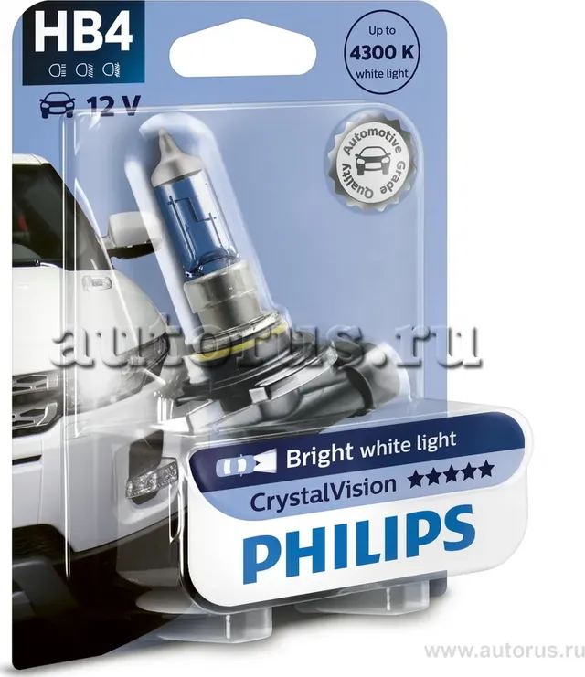 HB4 12V- 55W (P22d) (белый яркий свет) Crystal Vision блистер (1шт.) (Philips) Philips. Артикул 9006CVB1