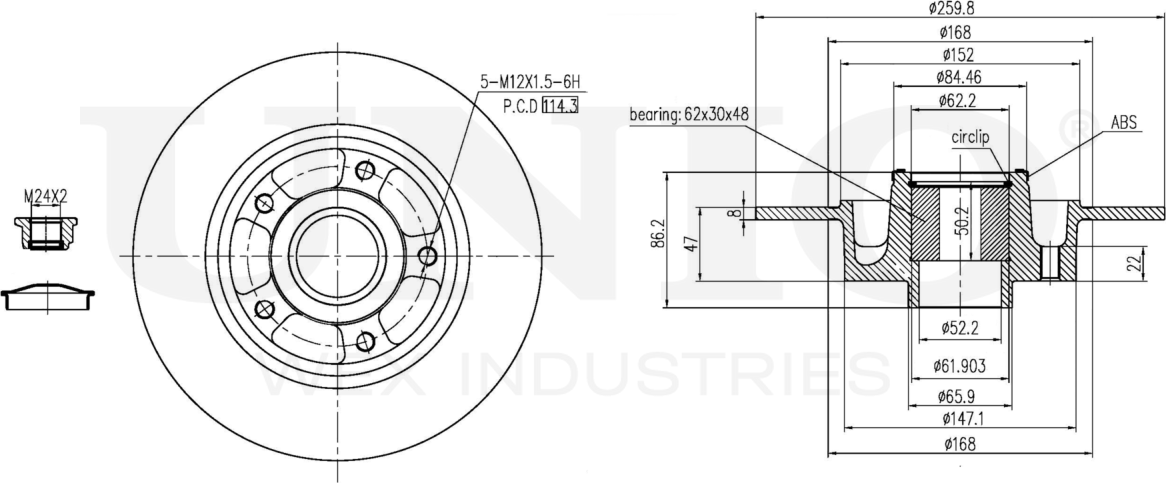 Диск тормозной (Unio). Артикул BRD-20318