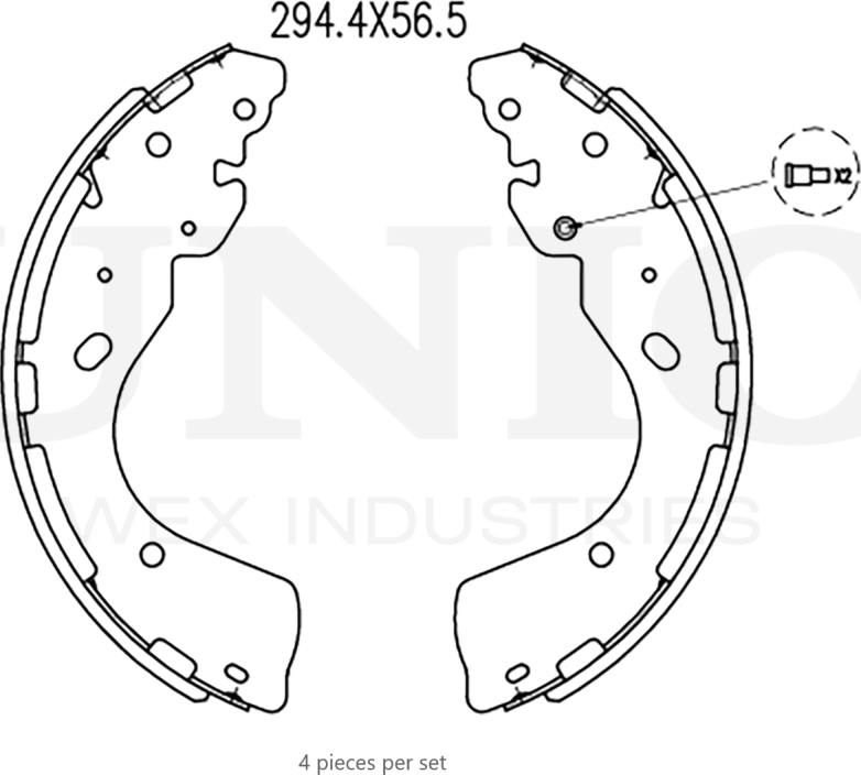 Колодки тормозные барабанные, комплект (Unio). Артикул BRP-10048