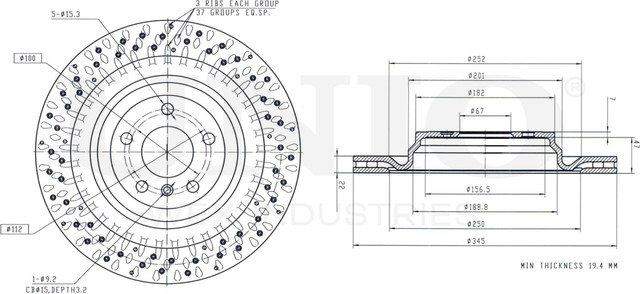 Диск тормозной (Unio). Артикул BRD-20598