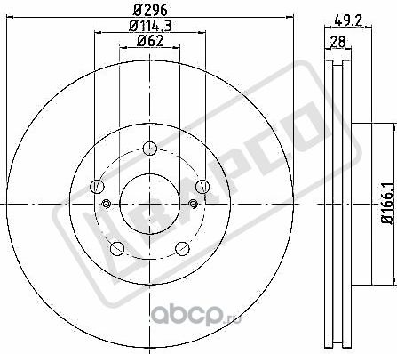 Диск тормозной передний вентилируемый (Bapco). Артикул BD0061
